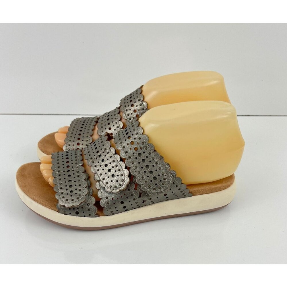 Jambu JBU Sandals Womens Size 7 Metallic Gold Perforated Strappy Comfort Shoes - Picture 2 of 9